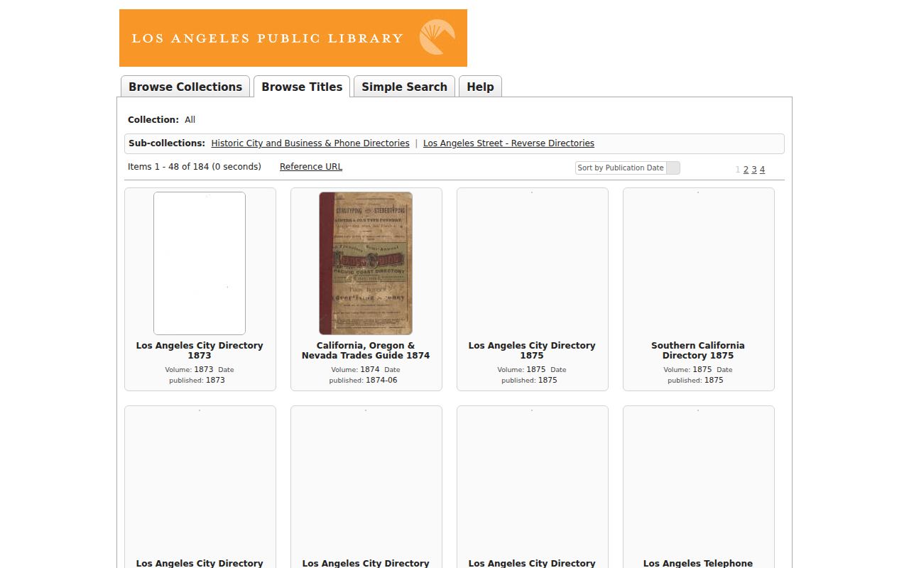 Los Angeles County city directory ResCarta browser