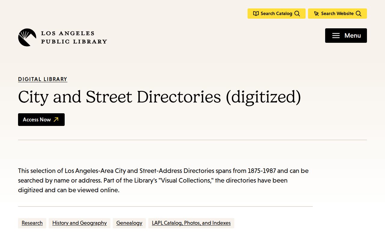 Los Angeles County city directory digitized collection