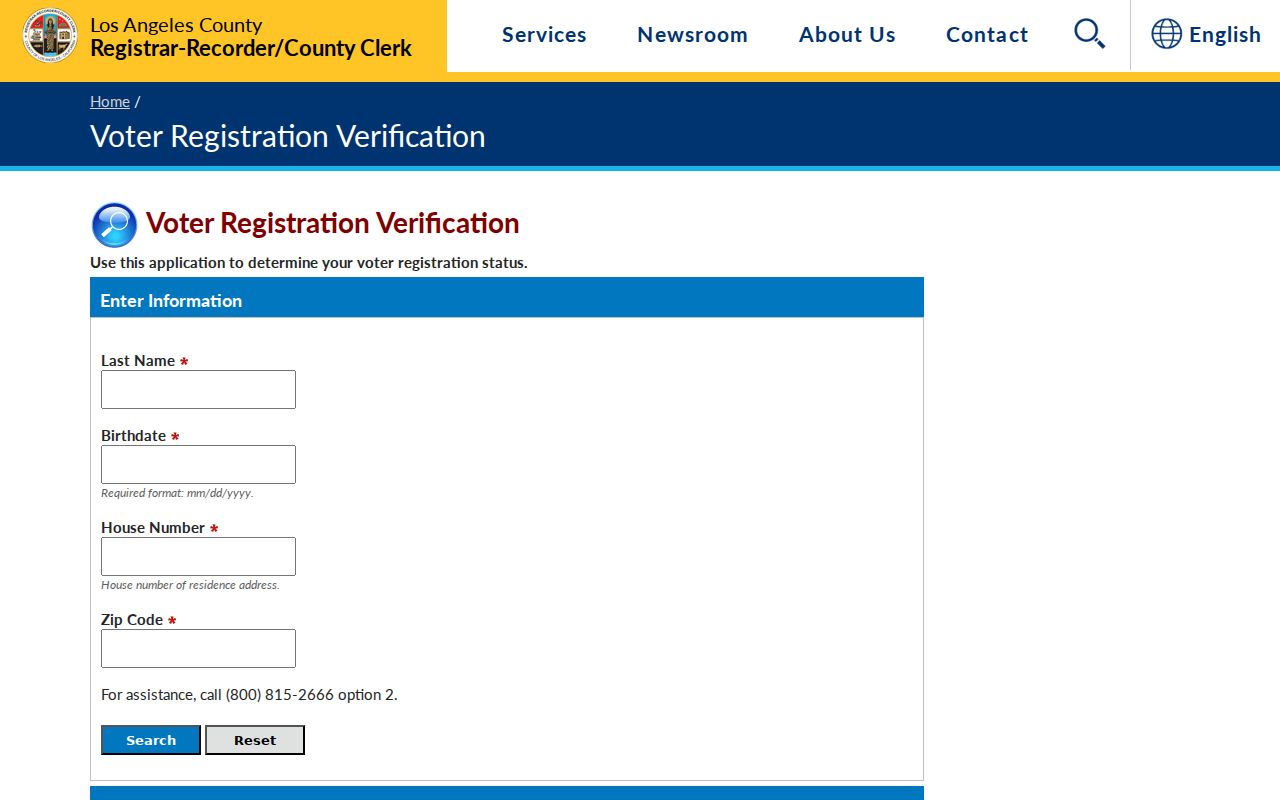 Los Angeles County residents directory voter verification form