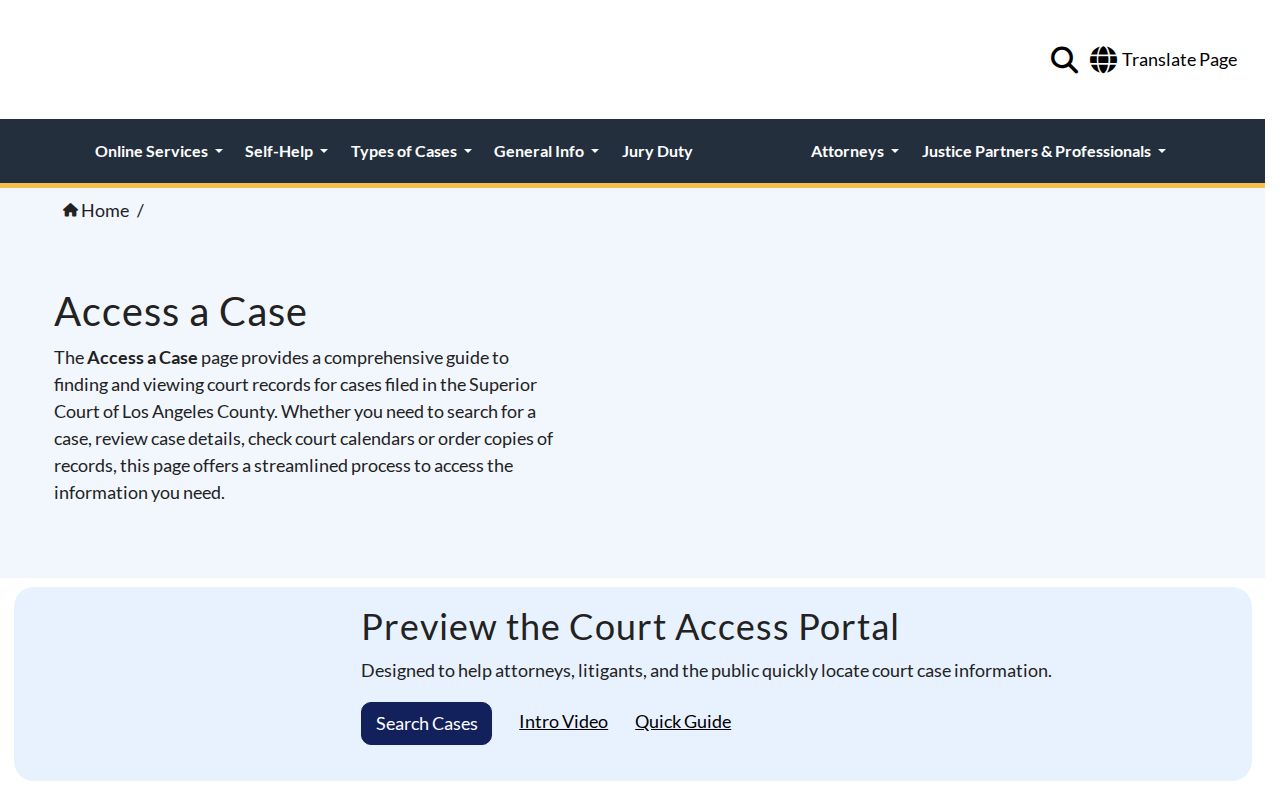Los Angeles County residents directory court case search