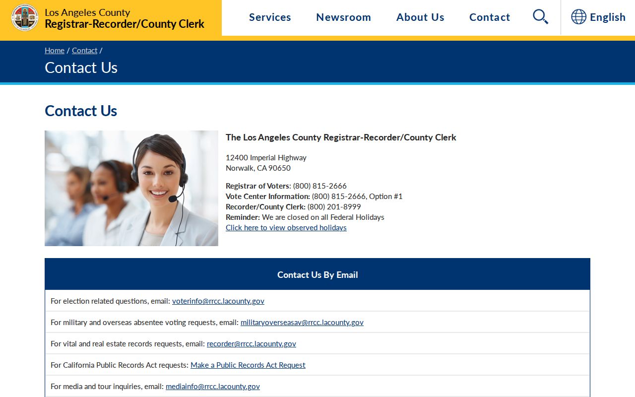 Los Angeles County previous residents public records contact route