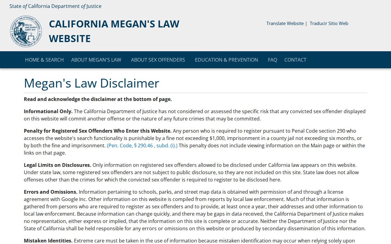 Los Angeles County resident lookup California Megan's Law search