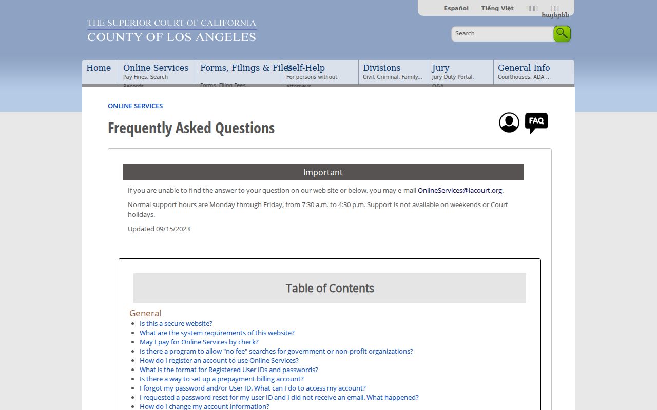 Los Angeles County resident lookup court public access FAQ