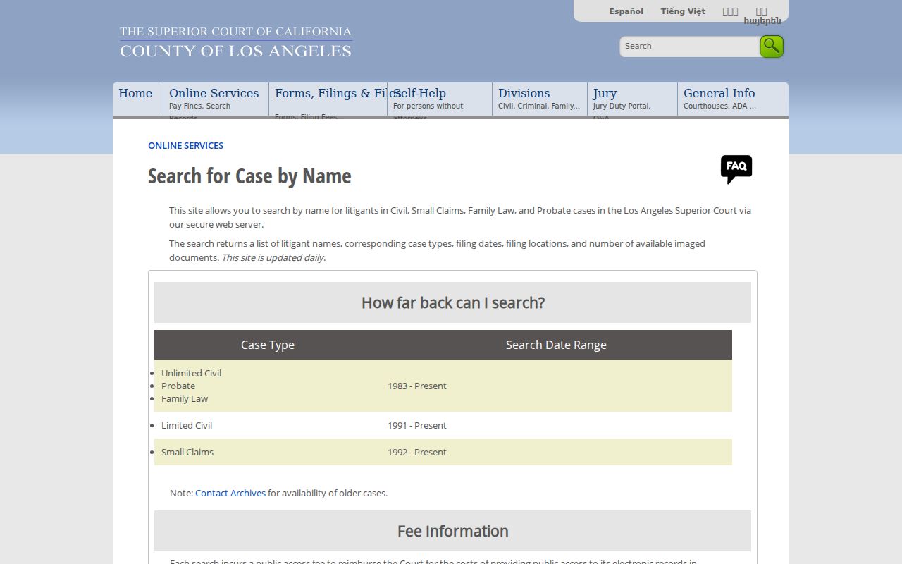 Los Angeles County resident lookup Superior Court party index