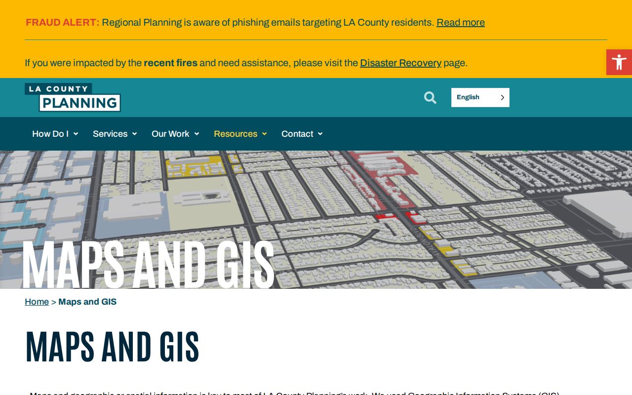 Los Angeles County street directory planning and GIS map